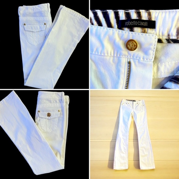 VINTAGE Roberto Cavalli couture jeans Wide legged Boot cut Gorgeous gold accents - Picture 6 of 16